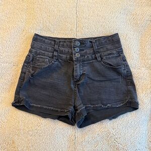 VanillaStar High Waisted Rise Shortie Black Jean Shorts
